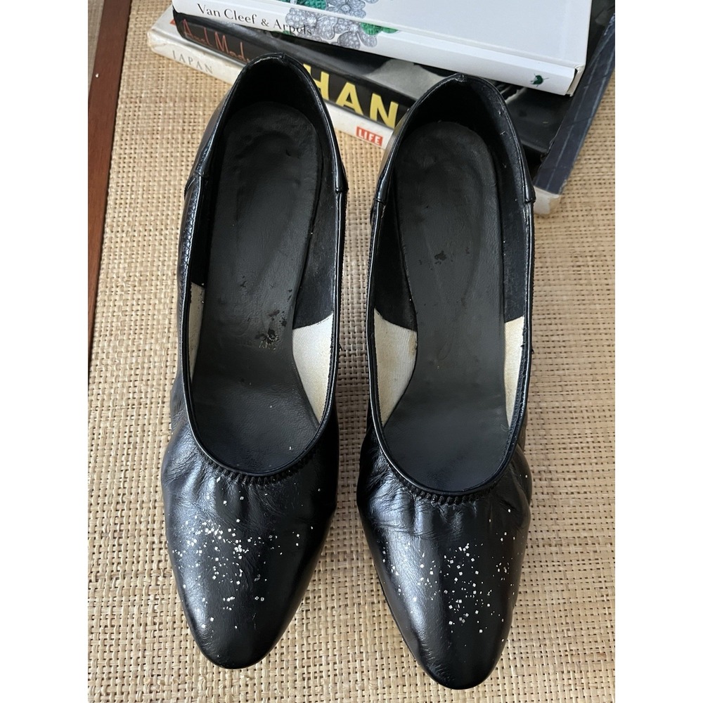 Freed of London VTG Black Ballroom Dancing Shoes Silver Sparkle Sz 8